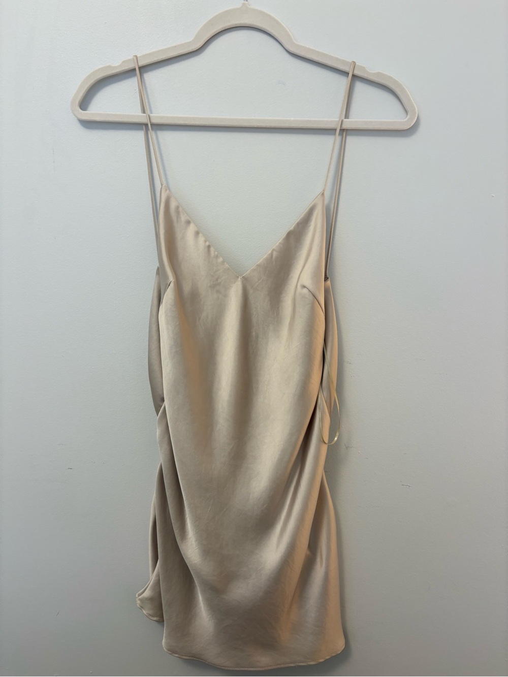 Zara Cream Slip Dress with Spaghetti Straps
